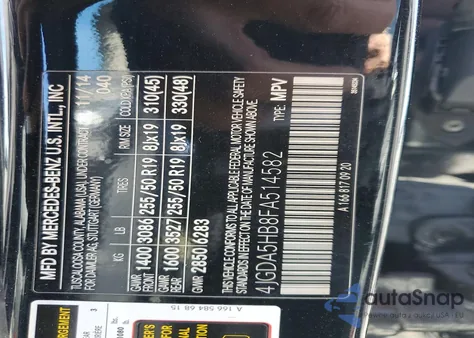 2015 Mercedes-Benz Ml 350 4Matic из США, поврежденный, VIN 4JGDA5HB8FA514582